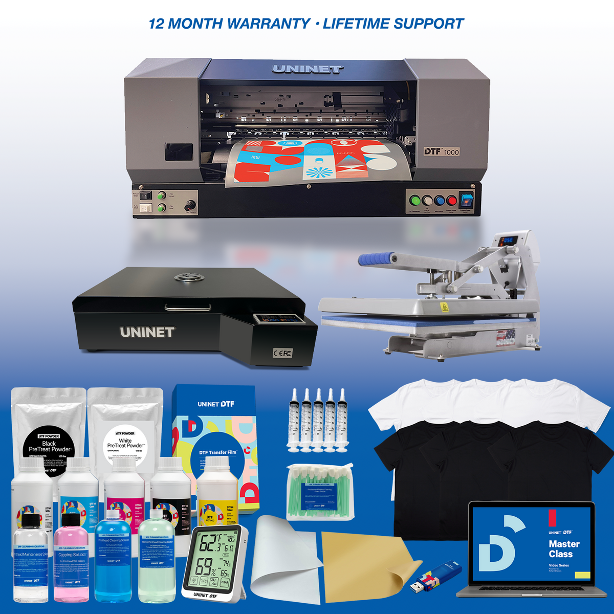 DTF 1000 Printer - Deluxe Package with 16&quot; x 24&quot; Heat Station and Hotronix Hover Heat Press 16” x 24”